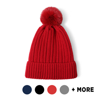 Ladies Winter Beanie  with Fleece Lining and Pom - LKH5045 Ladies Winter Beanie  with Fleece Lining and Pom - LKH5045