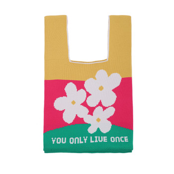 Mini YOLO Flower Knit Tote Bag -KTBG53