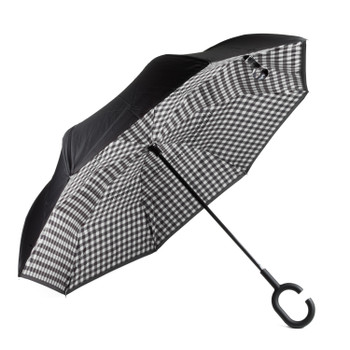 Inverted Gingham Checkered Umbrella - IUM18115 Inverted Gingham Checkered Umbrella - IUM18115