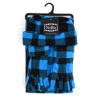 6pc Pack Women's Fleece Azure Plaid Winter Set WSET8020 6pc Pack Women's Fleece Azure Plaid Winter Set WSET8020