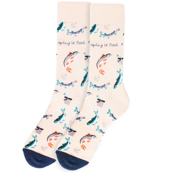 Men's Fishing Novelty Socks - NVS19658-BEI