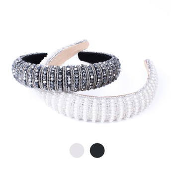 Nollia Luxury Pearl Padded Headband-PHB1054 Gray