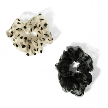 2pcs Chiffon Polka Dot Hair Scrunch with Pearl Inside-2SHS-PEARL 2pcs Chiffon Polka Dot Hair Scrunch with Pearl Inside-2SHS-PEARL