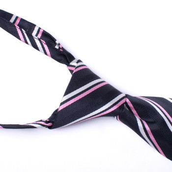 6 Pc Men's Black & Pink Striped Zipper Tie - MPWZ-BLK3 6 Pc Men's Black & Pink Striped Zipper Tie - MPWZ-BLK3