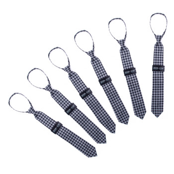 6 Pc Men's Black Plaid Zipper Tie - MPWZ-BLK4 6 Pc Men's Black Plaid Zipper Tie - MPWZ-BLK4