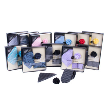12 pc Pattern Tie, Matching Hanky and Lapel Pin Box Set-THLB4000-SS 12 pc Pattern Tie, Matching Hanky and Lapel Pin Box Set-THLB4000-SS