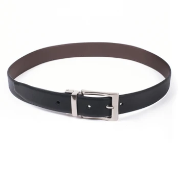 Men's Genuine Black/Brown Reversible Dress Belt - (RVMGLD-DRY1)