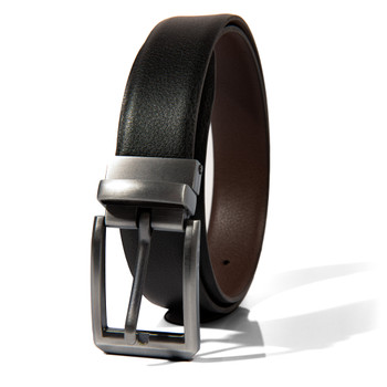 Men's Genuine Black/Brown Reversible Dress Belt - RVMGLD-DRY1