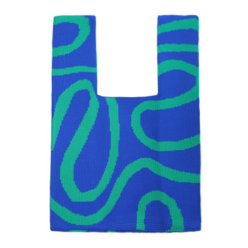 Mini Green Blue Swirl Pattern Knit Tote Bag -KTBG32 Mini Green Blue Swirl Pattern Knit Tote Bag -KTBG32