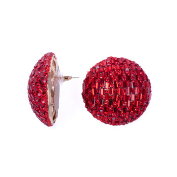 Round Baguette Red Stone Earrings- 28320LSI-G Round Baguette Red Stone Earrings- 28320LSI-G