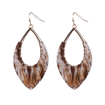 Animal Faux Fur Drop and Dangle Earrings-28284STOM-G Animal Faux Fur Drop and Dangle Earrings-28284STOM-G