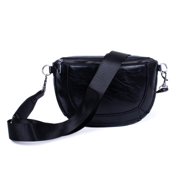 Ladies Vegan Leather Mini Saddle Crossbody Bag -LCBG1312-BK