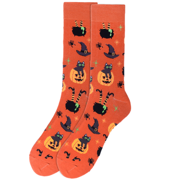 Men's Halloween Theme Novelty Socks-NVS19654-OR Men's Halloween Theme Novelty Socks-NVS19654-OR