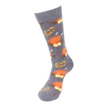 Men's Thanksgiving Turkey Novelty Socks -NVS19665-CHAR Men's Thanksgiving Turkey Novelty Socks -NVS19665-CHAR