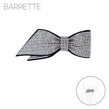 Rhinestone Bow Knot Suede Barrette - 72061CR-R Rhinestone Bow Knot Suede Barrette - 72061CR-R
