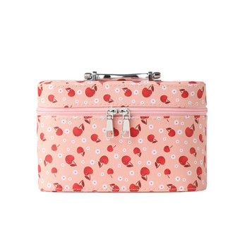 Ladies Medium Cherry & Daises Makeup Train Case-LNCTB3008-PK
