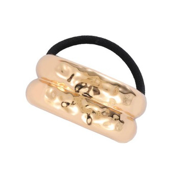 Gold Hammered Dome Hair Tie- 72144-G Gold Hammered Dome Hair Tie- 72144-G
