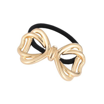 Gold Metal Bow Hair Tie - 72143-G