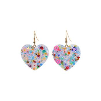 Clear Confetti Glitter Heart Earrings- 28450VWHM-G