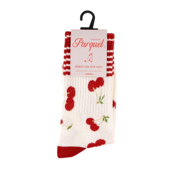 Women's Varsity-Striped Cherry Socks - LNVS2011-RD