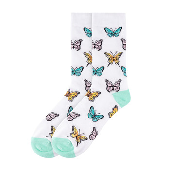 Women's Butterfly Novelty Socks - LNVS19629-WH