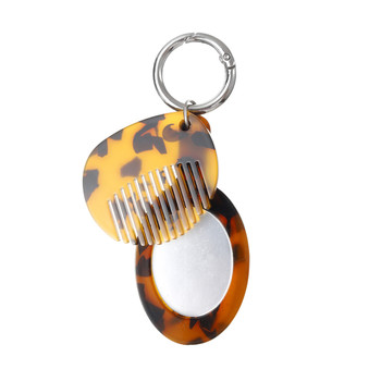 Tortoise Shell Acrylic Comb & Mirror Bag Charm - BGC1326