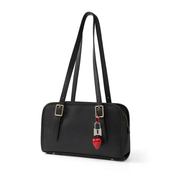 Lois Shoulder Bag with Hearts and Lock Charm -LCBG1490-BK
