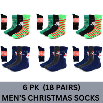 6 Pack (18 Pairs) Assorted  Men's Christmas Socks-NVS18ASST-MAS2 6 Pack (18 Pairs) Assorted  Men's Christmas Socks-NVS18ASST-MAS2