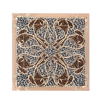 Satin Polyester Leopard Baroque Print Scarf - SFC1002