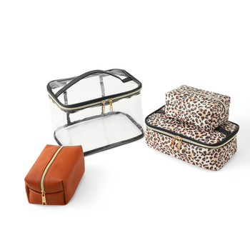 4pc Leopard Brown Cosmetic Set-LNCTB2010-BK