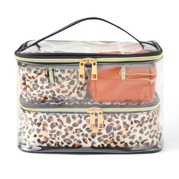 4pc Leopard Brown Cosmetic Set-LNCTB2010-BK