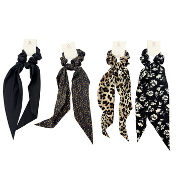 4PK Random Assorted Ribbon Scrunchie Scarf Hair Tie Set -4RIBBON-ASSORTED