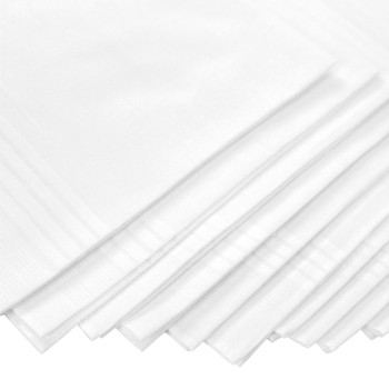 Men's Cotton Plain Handkerchiefs 12pcs Set H012