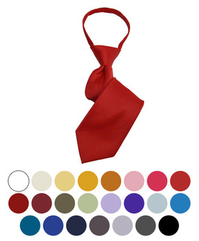 Boy's Poly Solid Satin Zipper Ties BSZ1000 Boy's Poly Solid Satin Zipper Ties BSZ1000