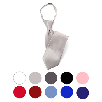 Boy's Silk Solid Zipper Tie BSZ3301 Boy's Silk Solid Zipper Tie BSZ3301