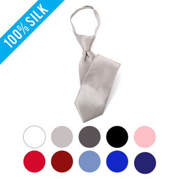 Boy's Silk Solid Zipper Tie BSZ3301 Boy's Silk Solid Zipper Tie BSZ3301