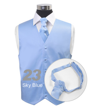 "Sky Blue" Poly Solid Satin Cravat FC1701-23 "Sky Blue" Poly Solid Satin Cravat FC1701-23