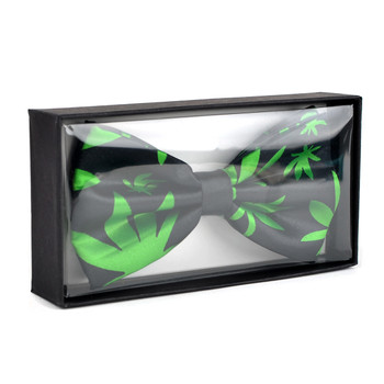 Men's Green Leaves Black Banded Bow Tie Men's Green Leaves Black Banded Bow Tie