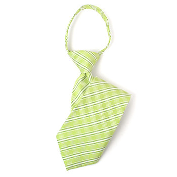 Boy's 14" Plaid Lime Zipper Tie Boy's 14" Plaid Lime Zipper Tie