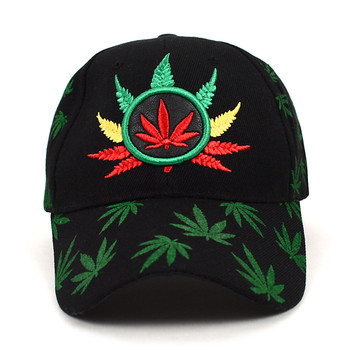Leaf Pattern Black 3D Embroidered Baseball Cap, Hat EBC10289