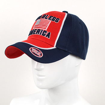 "God Bless America" Red & Navy 3D Embroidered Baseball Cap, Hat EBC10298