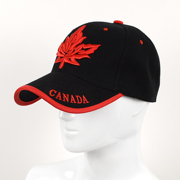 Canada Leaf Black & Red 3D Embroidered Baseball Cap, Hat EBC10309 Canada Leaf Black & Red 3D Embroidered Baseball Cap, Hat EBC10309