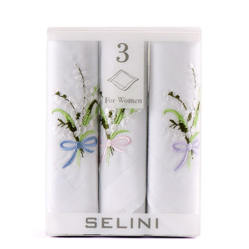 Women's Embroidered Cotton Handkerchief 3pc Box Set WEH3602 Women's Embroidered Cotton Handkerchief 3pc Box Set WEH3602