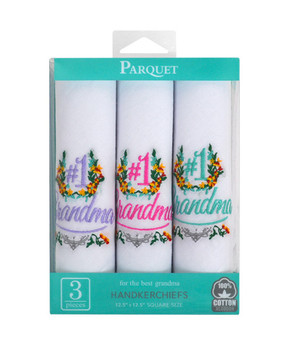 "#1 Grandma" Cotton Embroidered Handkerchiefs LGE3003
