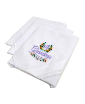 "#1 Grandma" Cotton Embroidered Handkerchiefs LGE3003