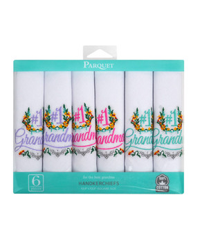 "#1 Grandma" Cotton Embroidered Handkerchiefs LGE6006 "#1 Grandma" Cotton Embroidered Handkerchiefs LGE6006