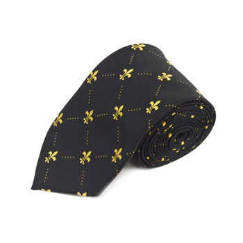Poly Black Fleur-de-lis Tie FLT02BKGD Poly Black Fleur-de-lis Tie FLT02BKGD