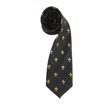 Poly Black Fleur-de-lis Tie FLT02BKGD Poly Black Fleur-de-lis Tie FLT02BKGD