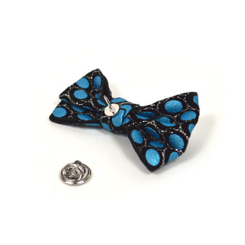 Blue Ikat Poly Bow Lapel Pin B10158-BL Blue Ikat Poly Bow Lapel Pin B10158-BL