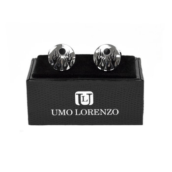 Silver-tone "Fire" Brass Novelty Cufflinks CL1434 Silver-tone "Fire" Brass Novelty Cufflinks CL1434